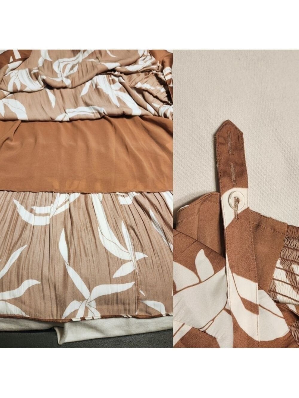 Sanctuary Brown Beige Floral Maxi Strappy Summer Dress Size 12 - Picture 10 of 12